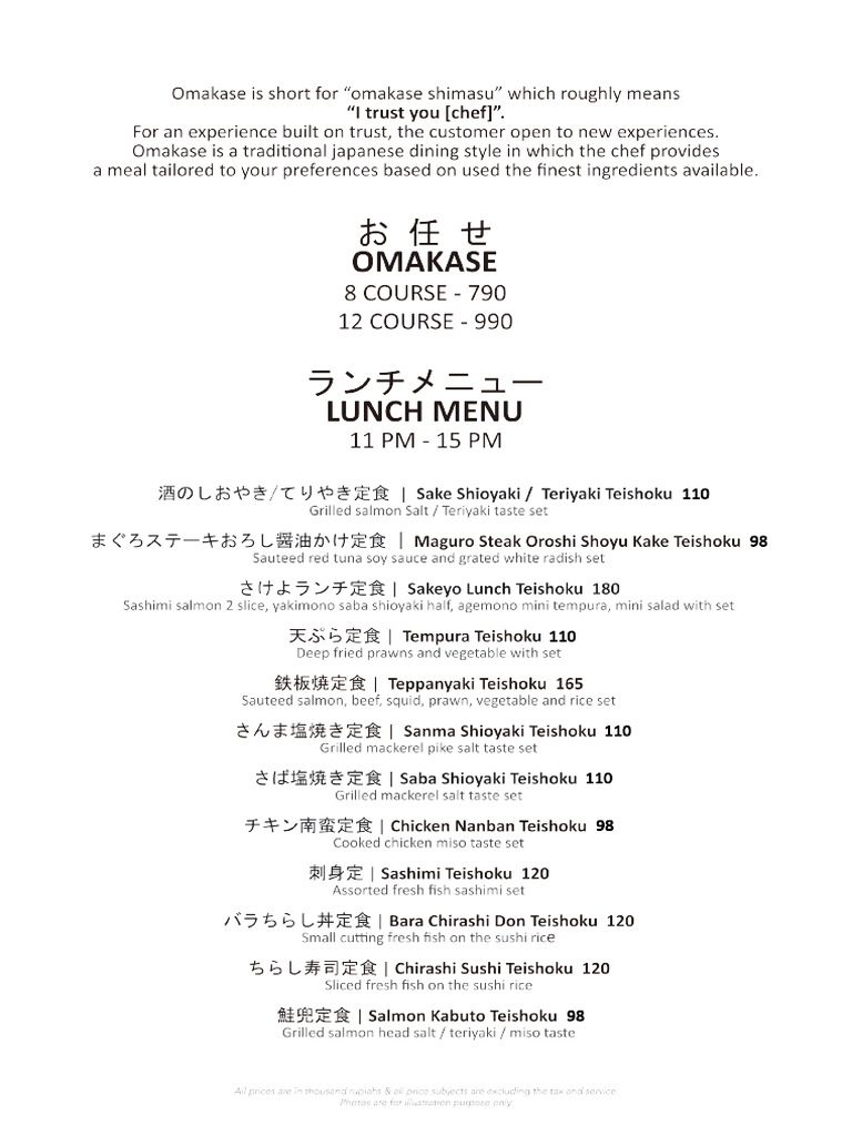 Menu Sakeyo New | PDF