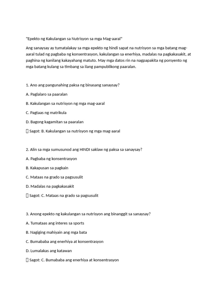 2nd Quarter Key in Filipino 6 | PDF