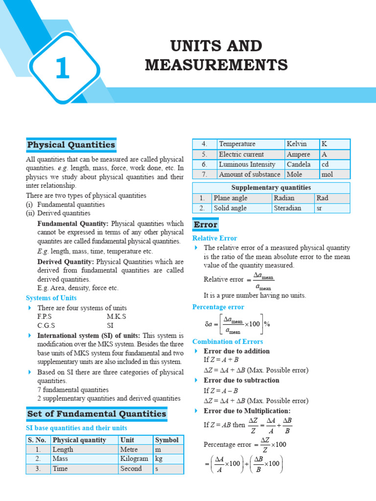 Physics_1-Units and Measurements | PDF | International System Of Units ...
