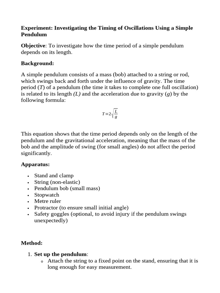 Pendulum Length and Time Period Study | PDF | Pendulum | Oscillation