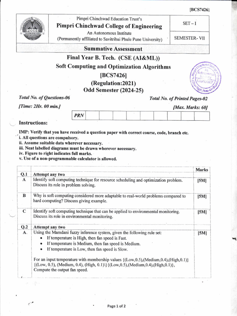 Soft Computing Exam Paper for CSE Students | PDF | Computer Programming ...