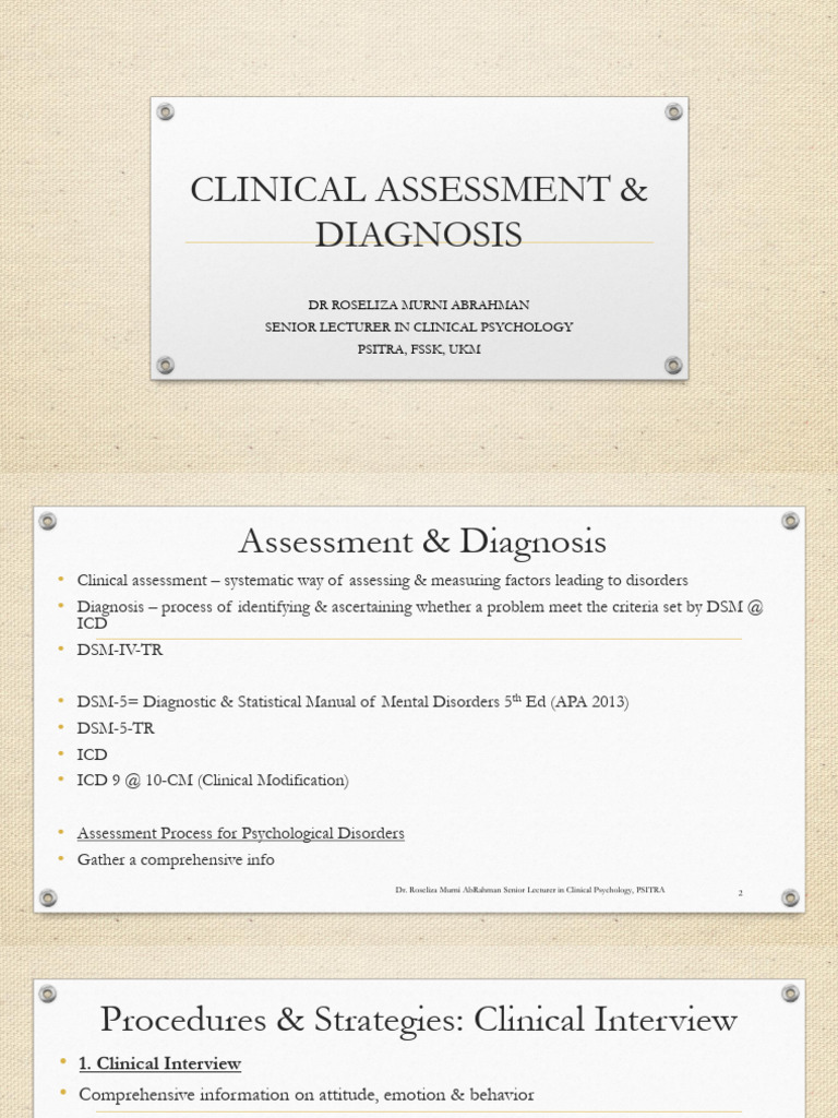Note 3 - Clinical Assessment Diagnosis | PDF | Neuroimaging ...