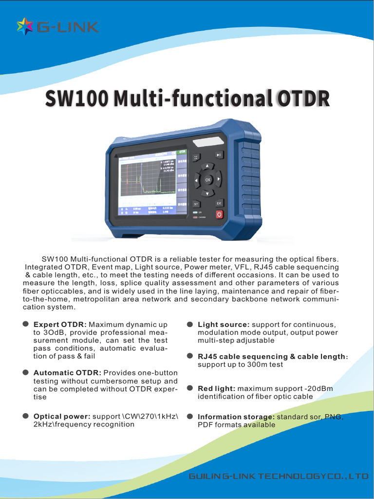 SW100 Multi-functional OTDR Tester | PDF