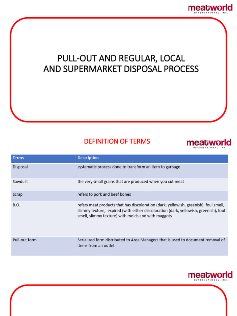Pull-Out and Regular, Local and Supermarket Disposal Process | PDF
