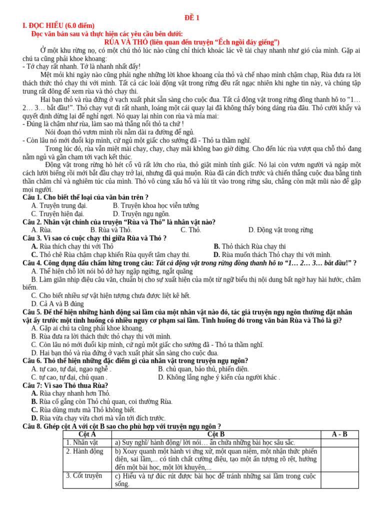 Đọc Hiểu - Truyện Ngụ Ngôn | PDF