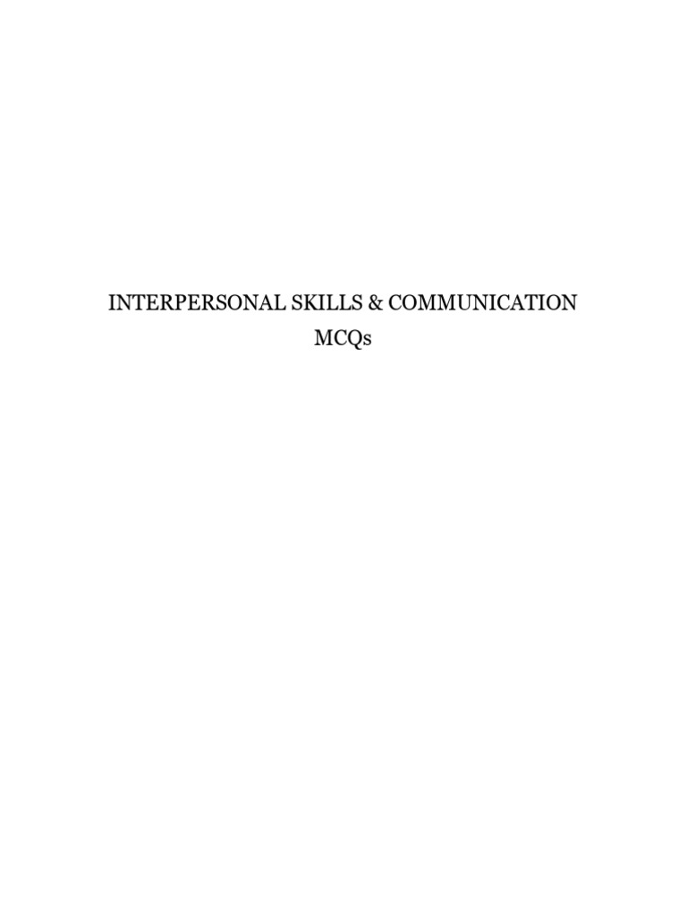 Interpersonal Skills & Communication MCQs | PDF | Communication | Comma