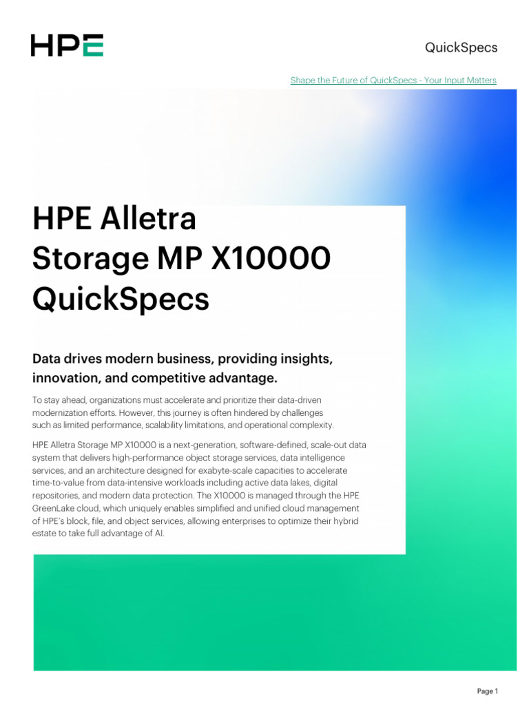HPE Alletra Storage MP X10000 Overview | PDF | Cloud Computing | Solid ...