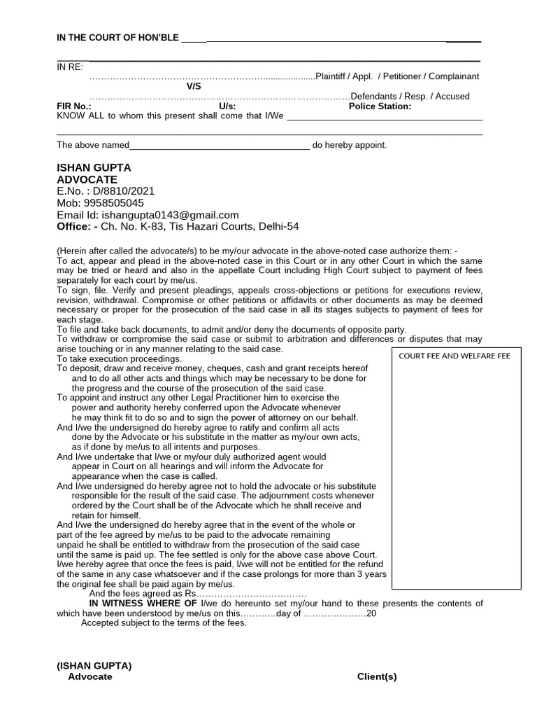 Advocate Appointment Agreement Template | PDF | Advocate | Public Law