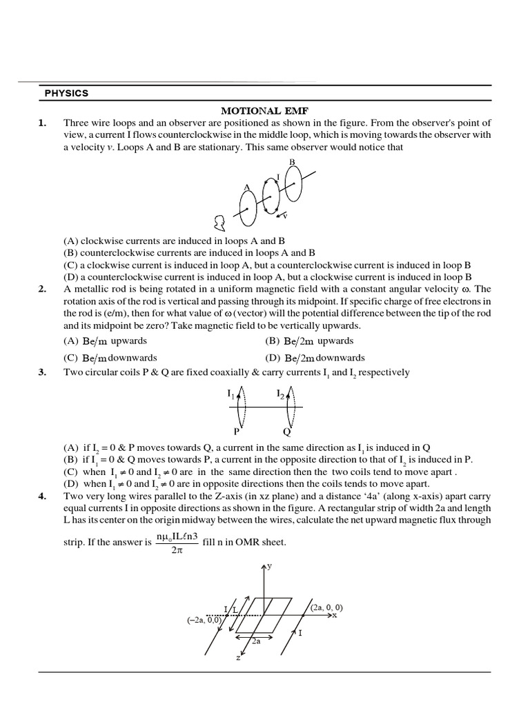 Electromagnetic Induction & Alternating Current (DPP-3) | PDF ...