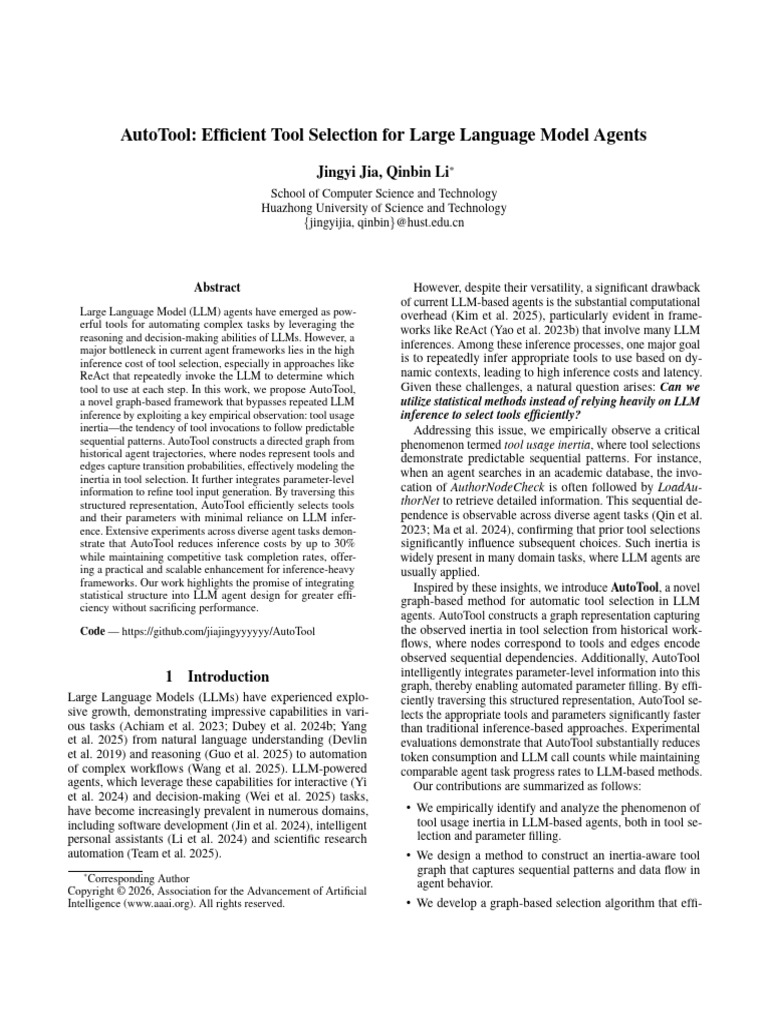 AutoTool: Efficient Tool Selection for LLMs | PDF | Statistical ...