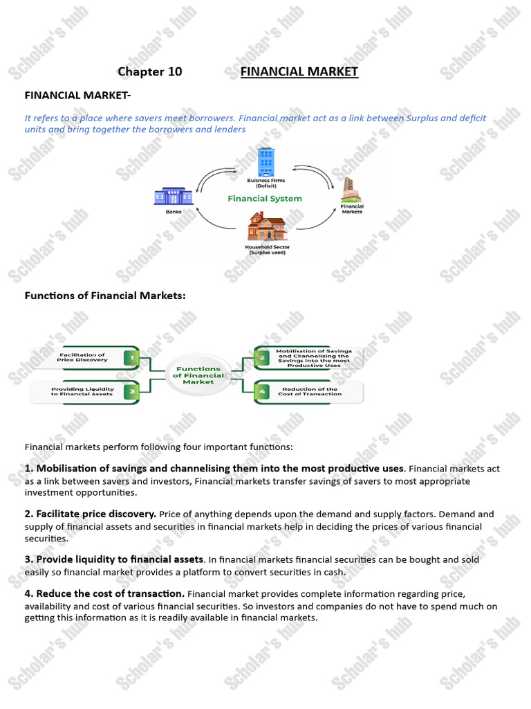 Overview of Financial Markets and Functions | PDF | Securities (Finance ...