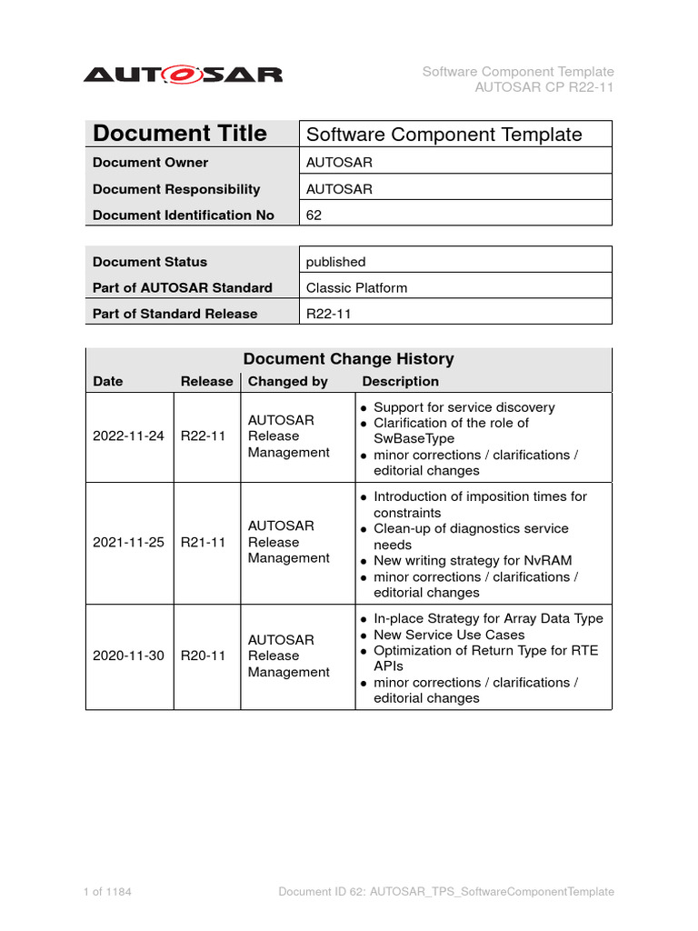 AUTOSAR Software Component Template R22-11 | PDF | Data Type ...