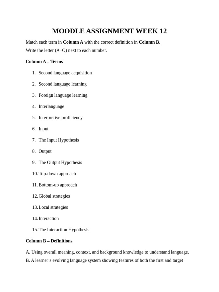 Moodle Assignment Week 12 | PDF
