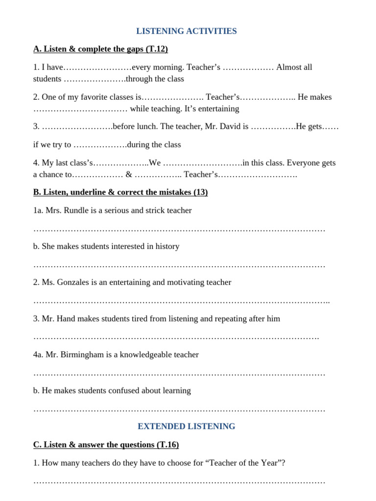 Listening Activities for Classroom Engagement | PDF