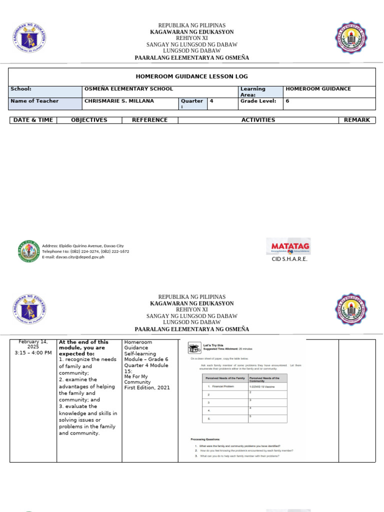 Grade 6 Homeroom Guidance Module | PDF | Learning | Teaching