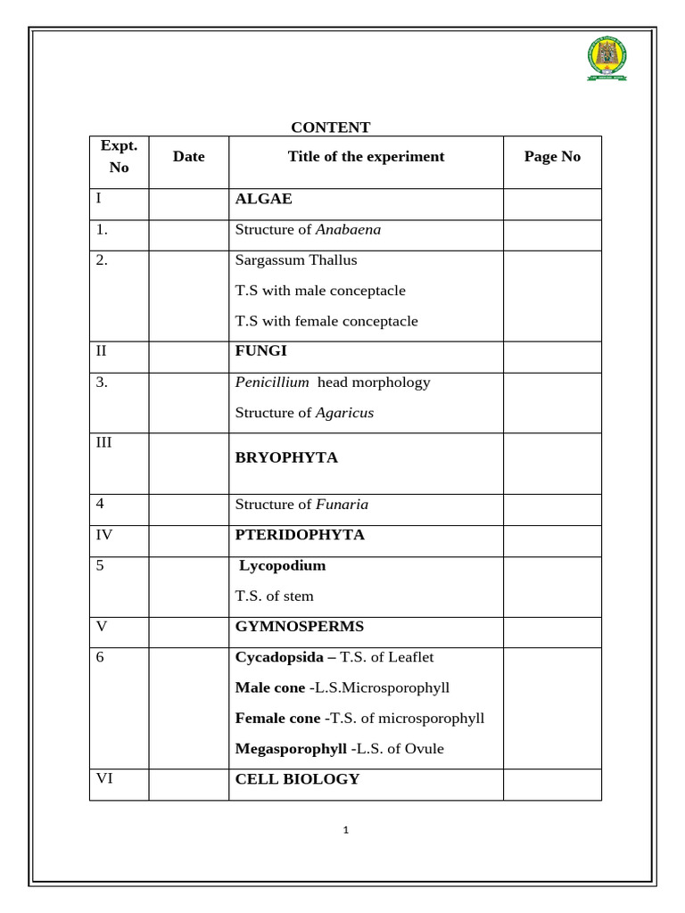 23 -24 Allied Botany Lab Manual | PDF | Plant Stem | Tissue (Biology)