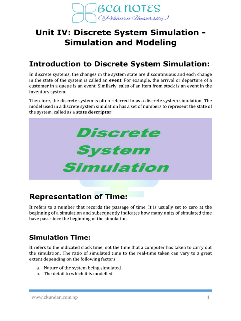 Unit 4 - Discrete System Simulation - Simulation and Modeling._pdf ...