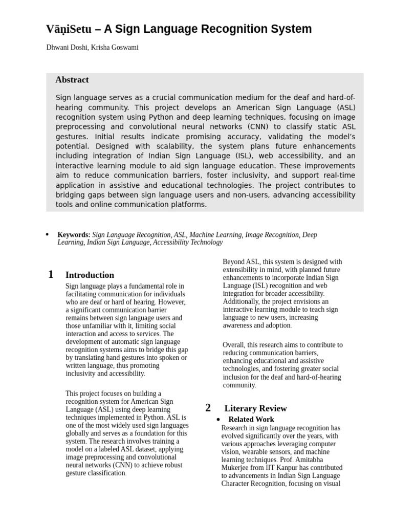 SLR ResearchPaper | PDF | Sign Language | Machine Learning