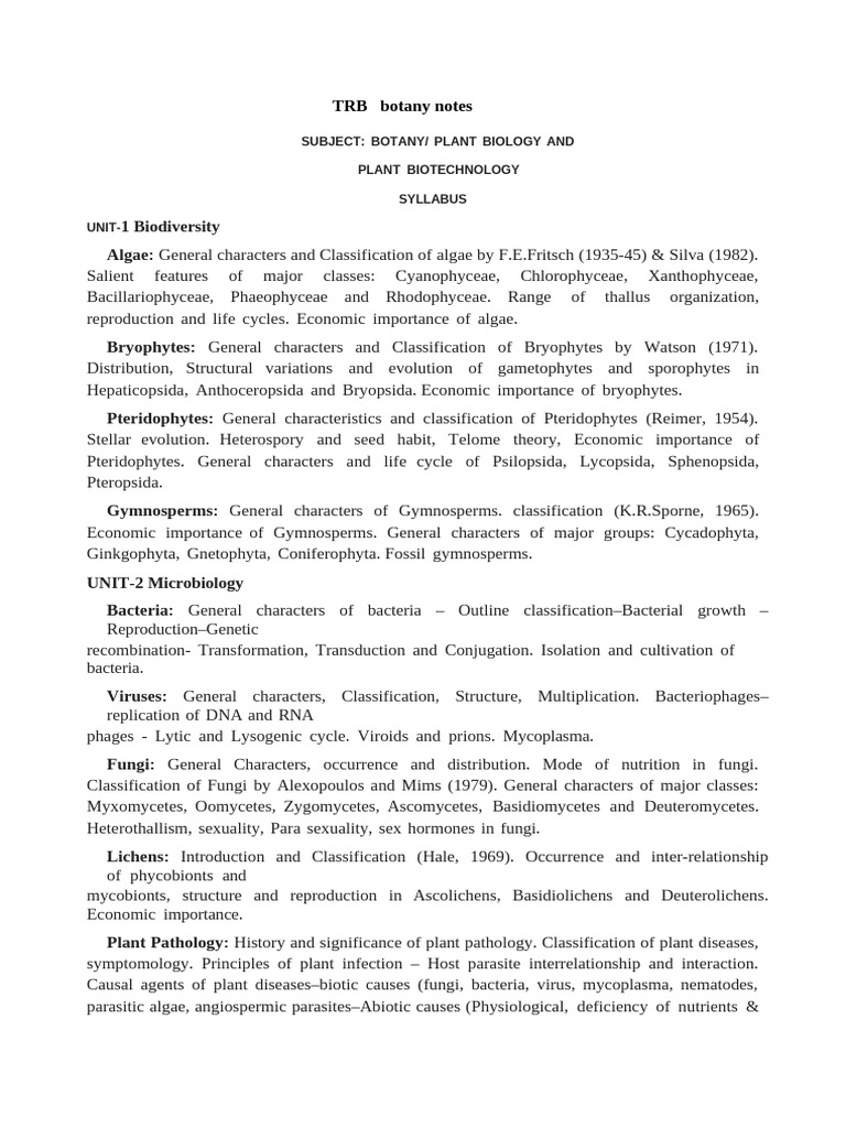 Comprehensive Botany and Microbiology Notes | PDF | Gene | Algae