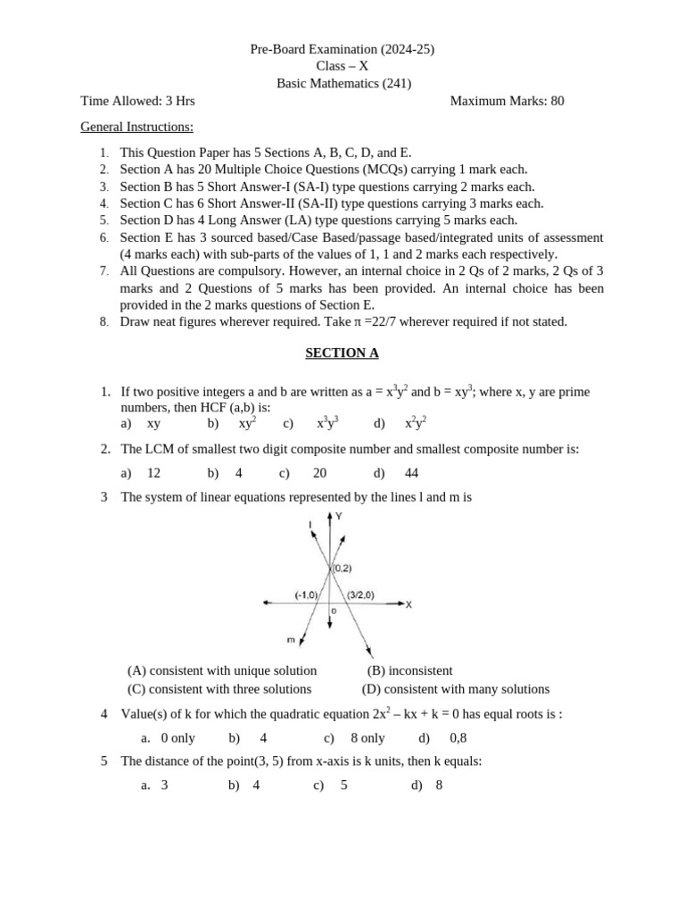 Maths Basic X_qp_pre-board Set II | PDF | Circle | Sphere