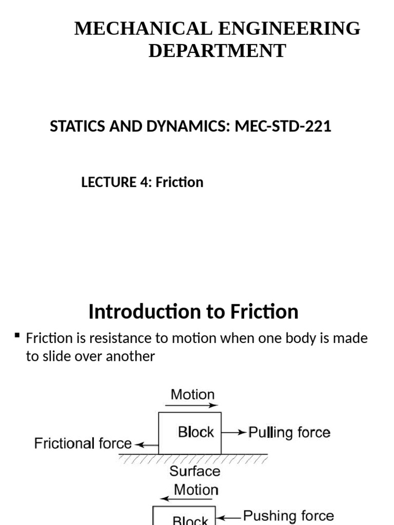 Friction and Applications | PDF | Friction | Force
