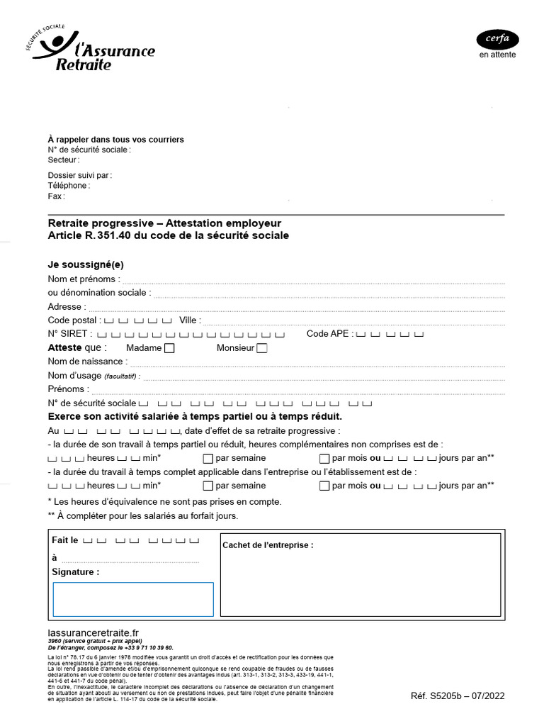 Attestation de retraite progressive employeur | PDF | Retraite