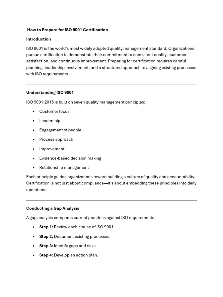ISO 9001 Certification Preparation Guide | PDF | Risk | Risk Management