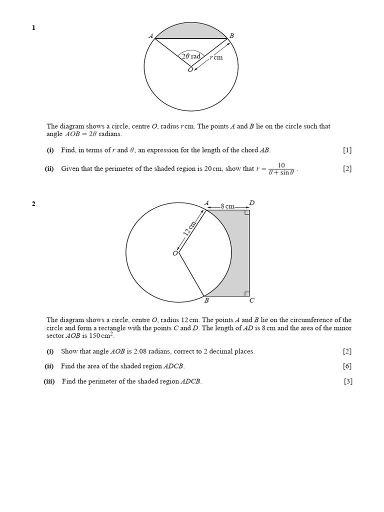 Circle Geometry Problems and Solutions | PDF | Circle | Area