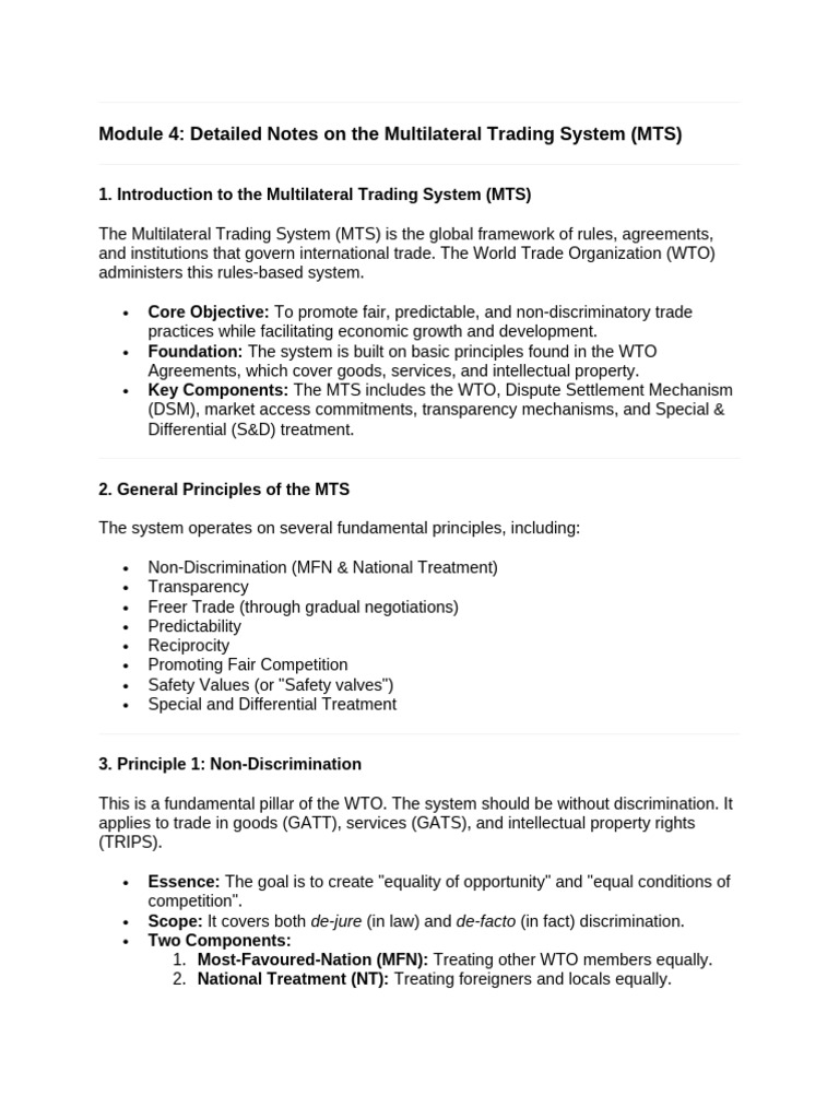 Module 4 ITL | PDF | Most Favoured Nation | World Trade Organization