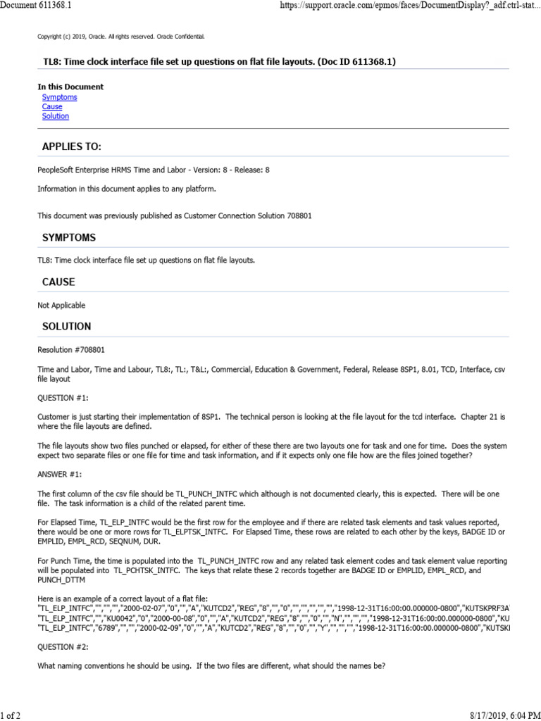 TL8 - Time Clock Interface File Set Up Questions On Flat File Layouts ...