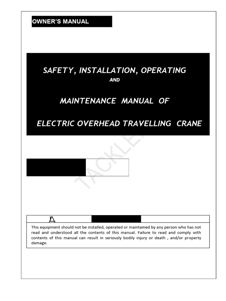 EOT Crane Safety & Maintenance Manual | PDF | Crane (Machine ...