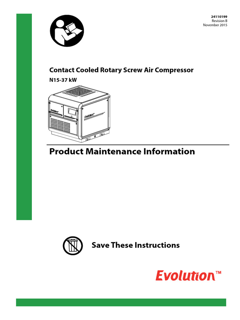 Cooled Rotary Screw Compressor Maintenance Guide | PDF | Belt ...