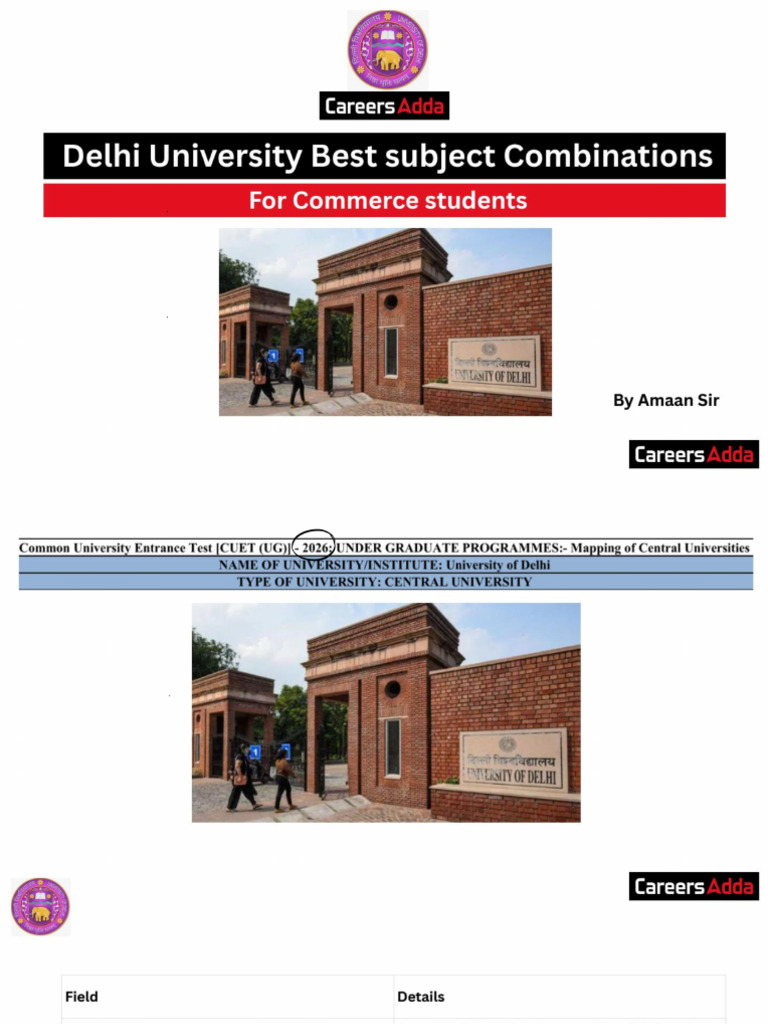 Commerce Subject Combinations - Clickable | PDF