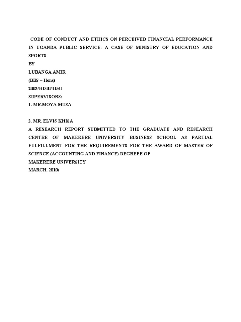 Uganda Public Service Ethics | PDF | Conflict Of Interest | Accountability