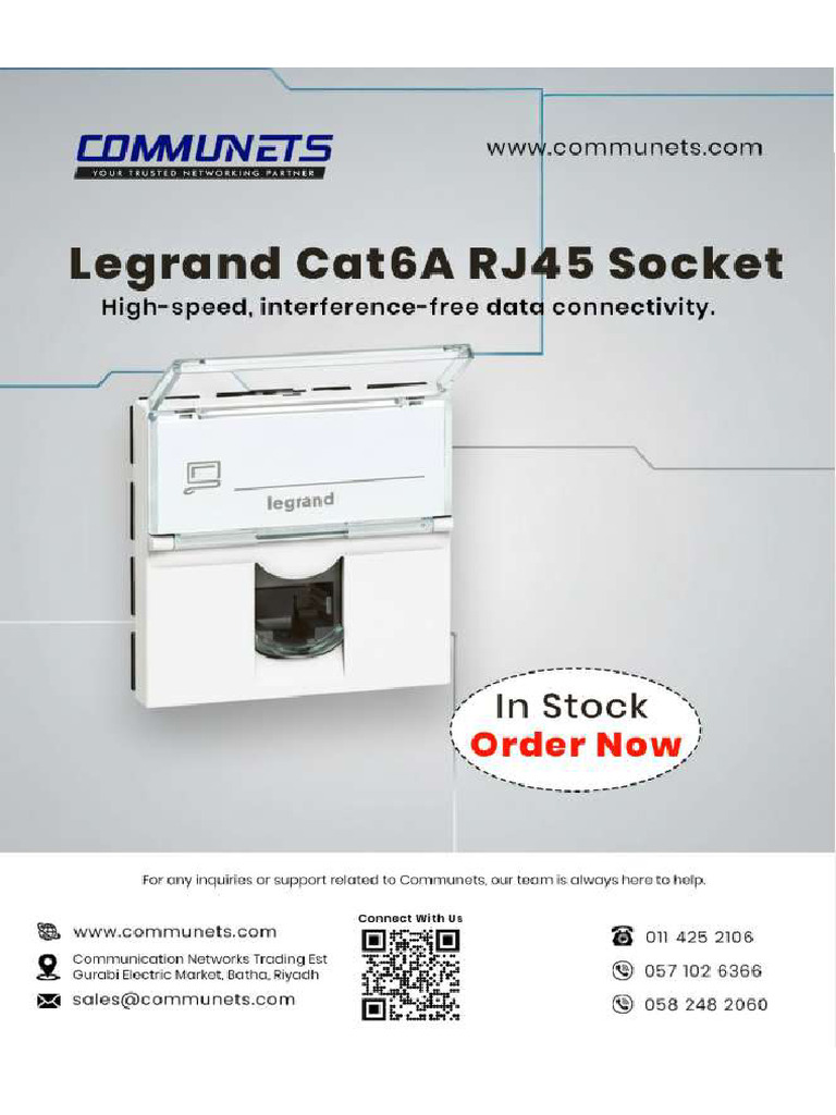 Legrand Cat6A RJ45 Socket – High-Speed Network Connectivity | PDF