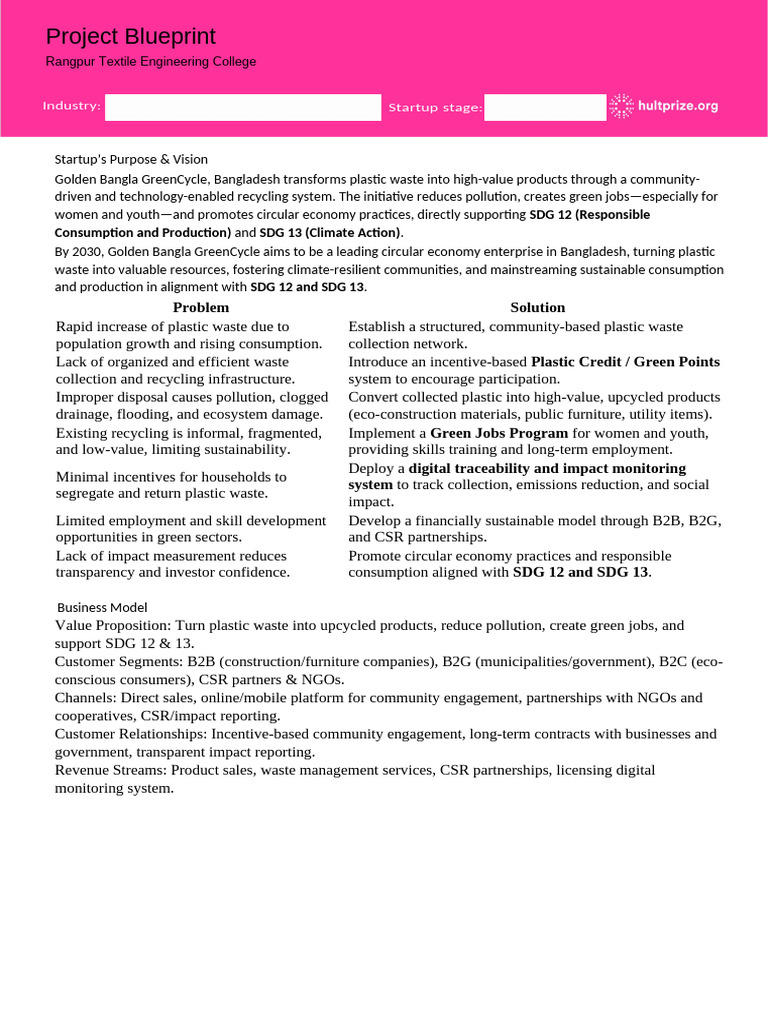 project blueprint | PDF | Recycling | Corporate Social Responsibility