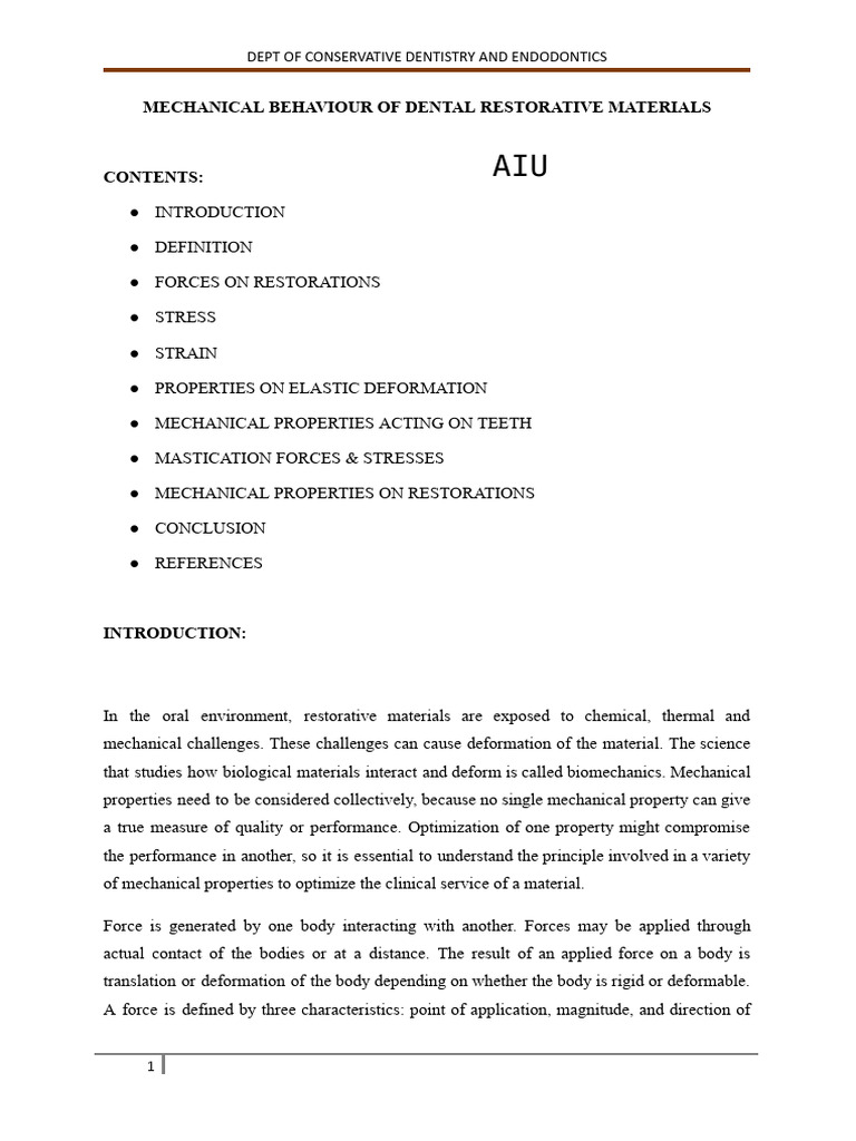 Mechanical Behavior of Dental Restorative Materials 2 | PDF | Fracture ...