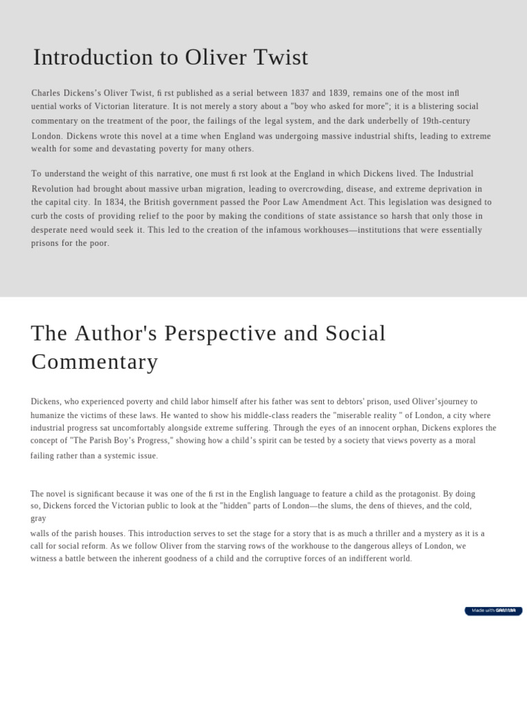 Oliver Twist: A Social Commentary on Poverty | PDF | Oliver Twist ...