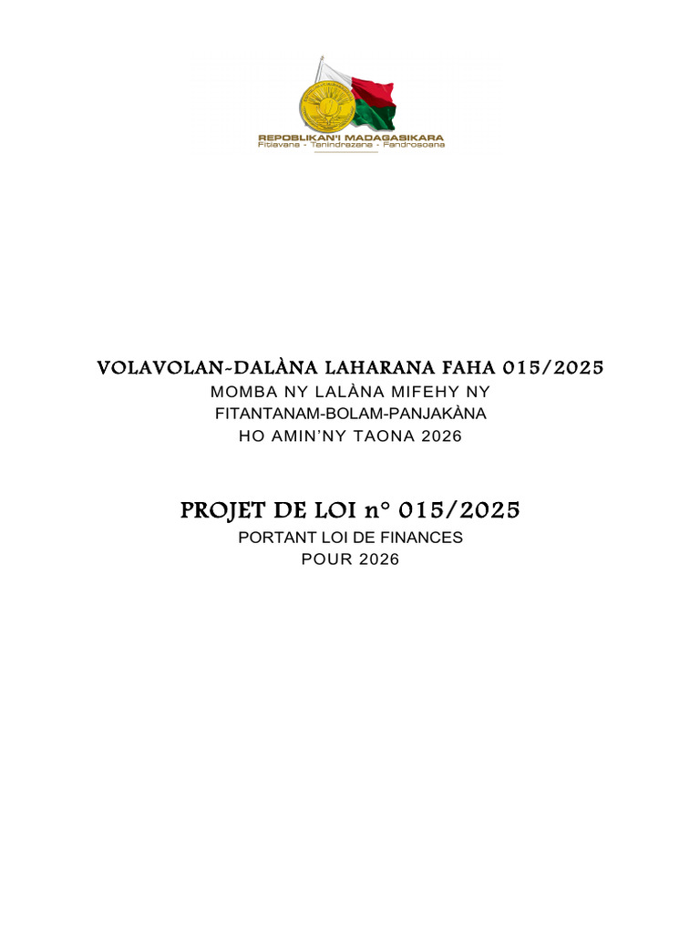 Loi de Finances 2026 : Priorités et Stratégies | PDF | Impôts | Impôt ...