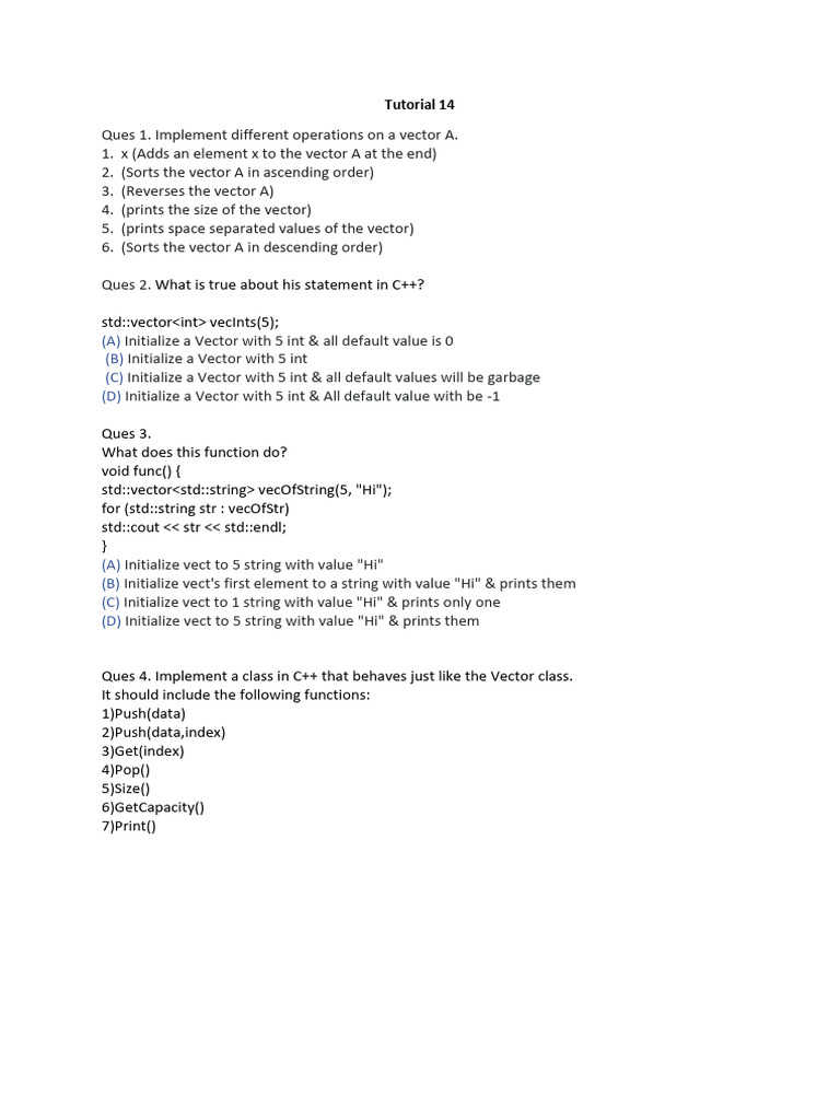 C++ Vector Operations and Class Tutorial | PDF