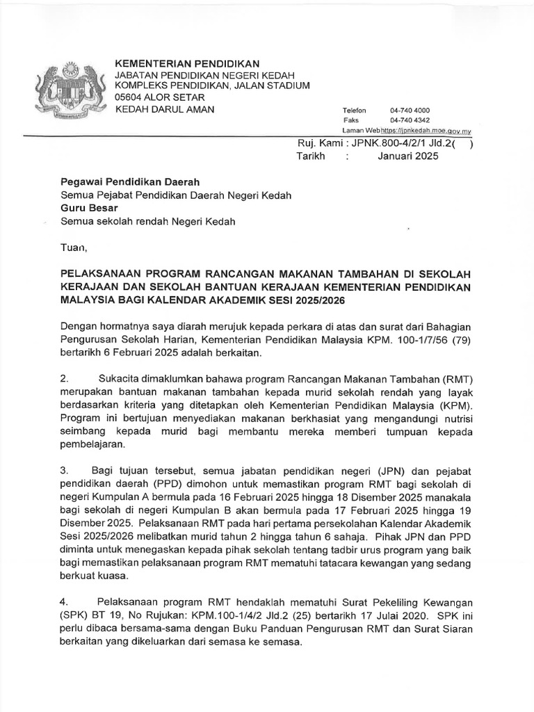 Pelaksanaan RMT 2025 | PDF