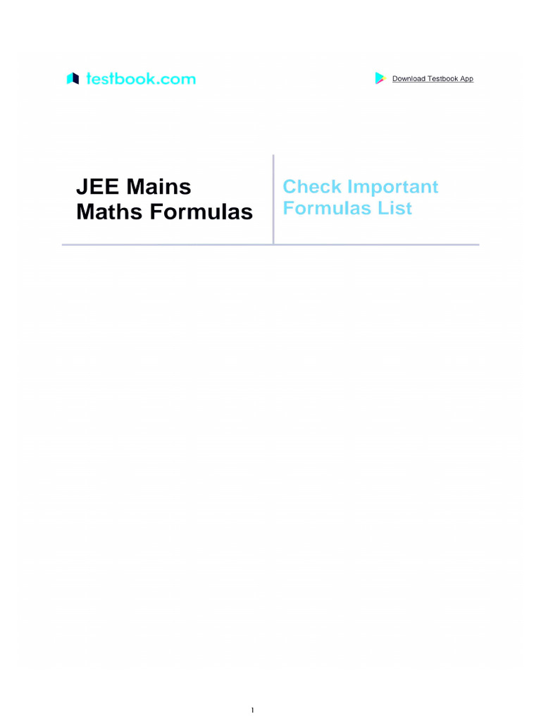 Maths Formula Sheet | PDF