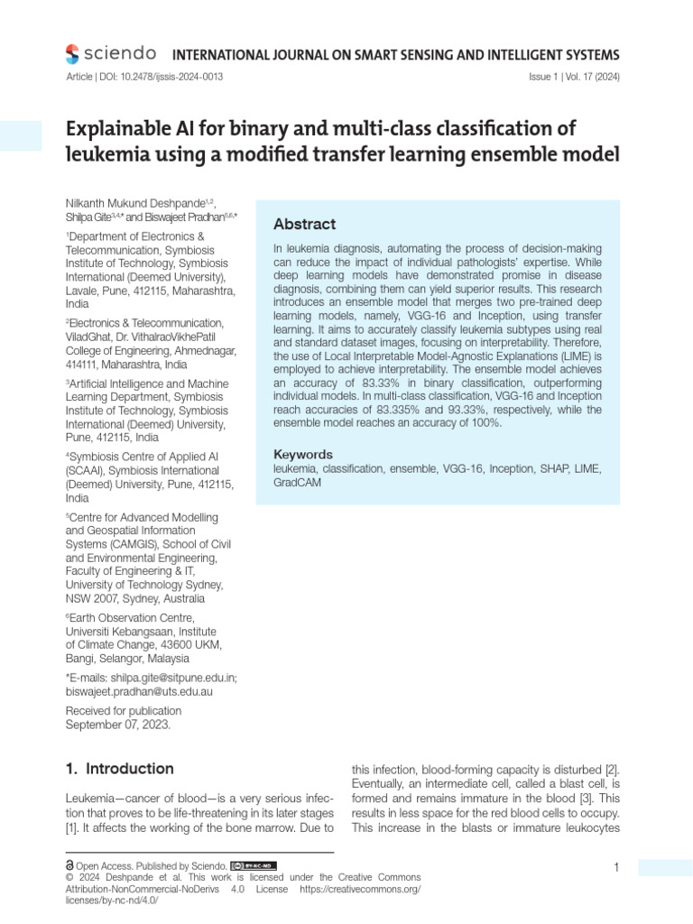Explainable AI for Leukemia Classification | PDF | Machine Learning ...