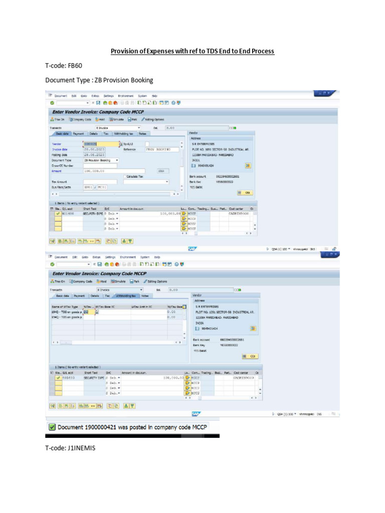 Expenses Provision With Ref to TDS End to End Process_compressed | PDF