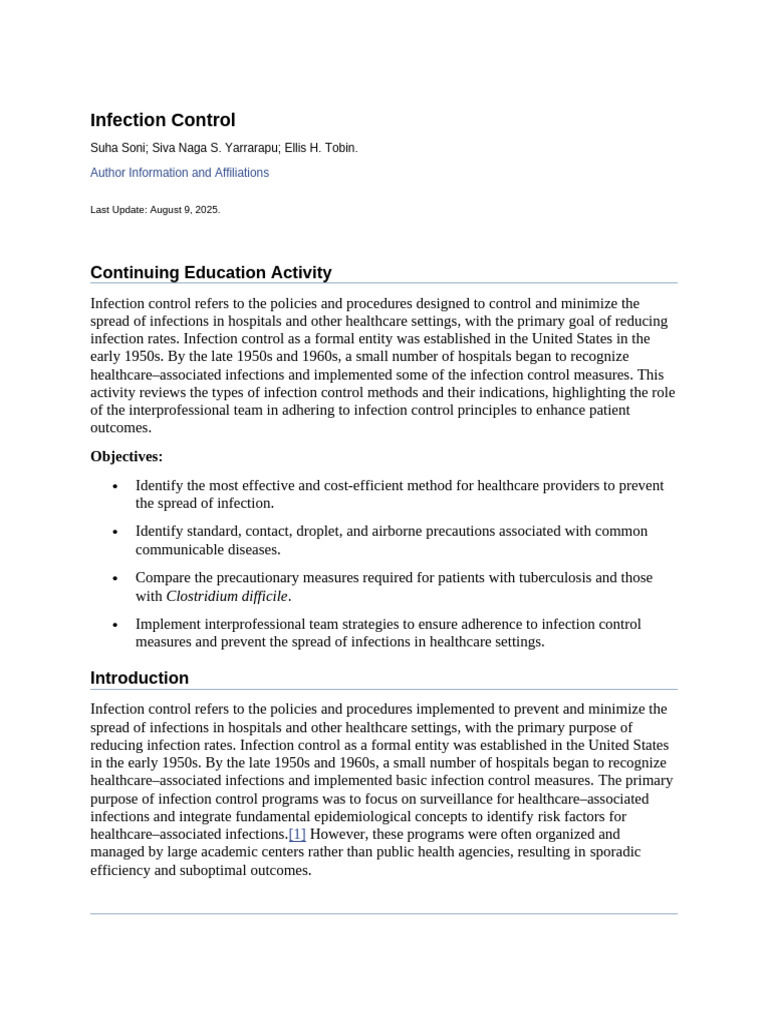Infection Control Strategies in Healthcare | PDF | Infection ...