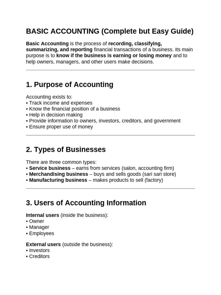 Basic Accounting | PDF | Debits And Credits | Expense