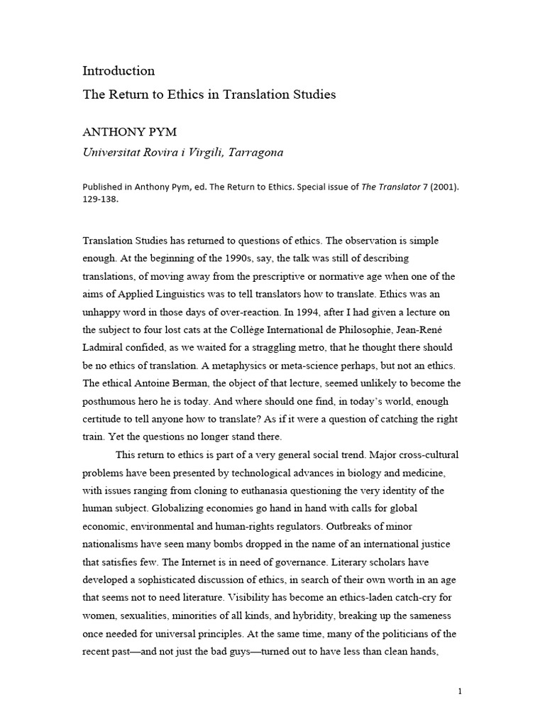 Ethics in Translation Studies Explained | PDF | Translations ...