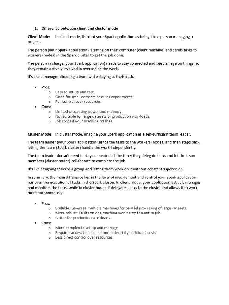 Client vs Cluster Mode in Spark | PDF | Apache Spark | Map Reduce