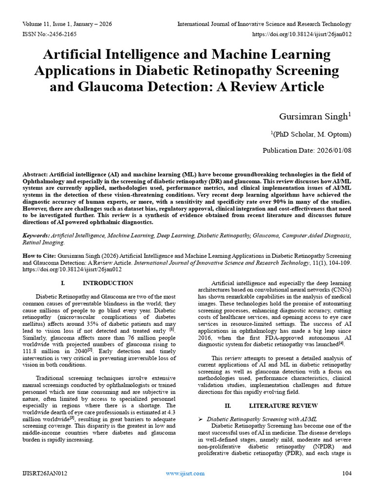 AI & ML in Diabetic Retinopathy Screening | PDF | Machine Learning ...