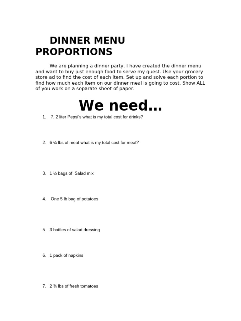 Dinner Party Cost Calculation Guide | PDF